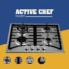Active chef Plaque de cuisson Ã  gaz encastrable inox 4 feux 60cm