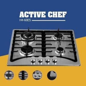 Active chef Plaque de cuisson Ã  gaz encastrable inox 4 feux 60cm